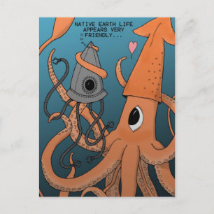 Squid X Alien Robot Briefkaart