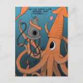 Squid X Alien Robot Briefkaart (Voorkant)