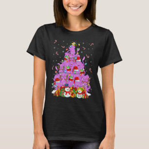 Squid Xmas Verlichting Santa Squid Kerstboom T-shirt