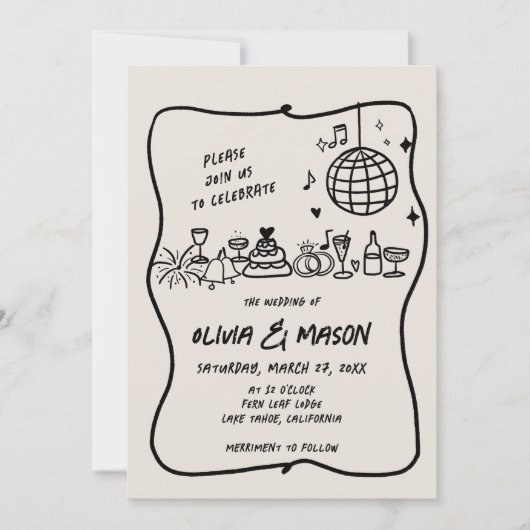 Squiggle hand-getrokken moderne Doodle unieke brui Kaart (Voorkant)