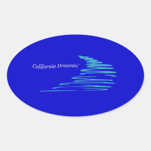 Squiggly Lines_California Dreamweaver'_Aqua Ovale Sticker