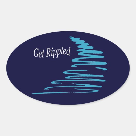 Squiggly Lines_Get Rippled_Aqua Ovale Sticker (Voorkant)