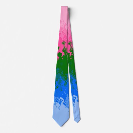 Squiggly Trippy Abstracte Omniromantische Pride Fl Stropdas (Voorkant)