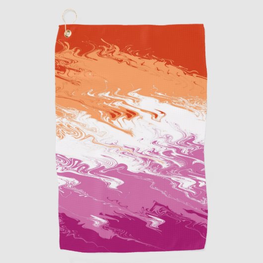 Squiggly Trippy Groovy Abstracte Lesbische Pride V Golfhanddoek (Voorkant)