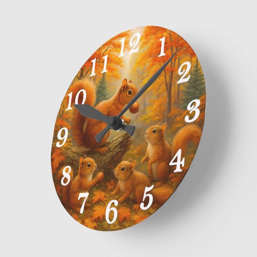 Squirrel And Child Rustic Autumn Forest Clock Ronde Klok (Hoek)