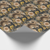 Squirrel and Yellow Canary with Flowers Pattern Cadeaupapier (Hoek)