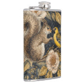 Squirrel and Yellow Canary with Flowers Pattern Heupfles (Rechts)