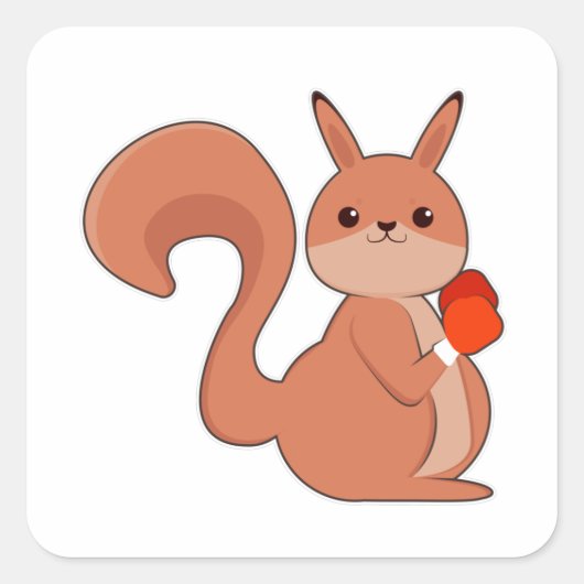 Squirrel as Boxer with Boxing gloves Vierkante Sticker (Voorkant)