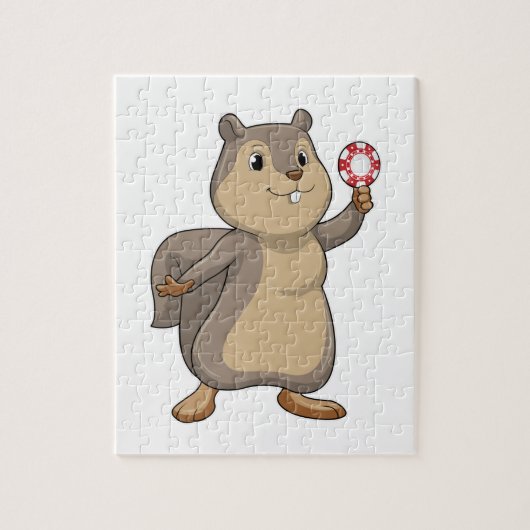 Squirrel at Poker with Poker chips Legpuzzel (Verticaal)