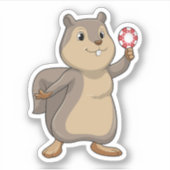 Squirrel at Poker with Poker chips Sticker (Voorkant)