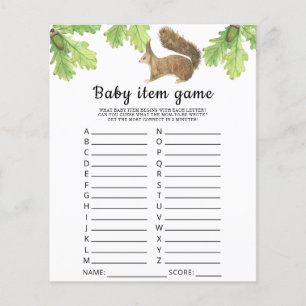 Squirrel Baby Item spel. Baby shower spel