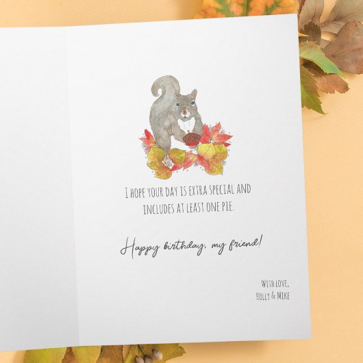 Squirrel Birthday Pie Kaart