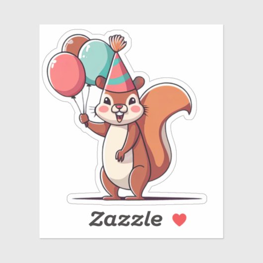 Squirrel Birthday Sticker (Vel)
