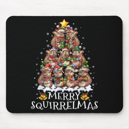 Squirrel Christmas Tree Lights Merry Squirrelmas S Muismat (Voorkant)