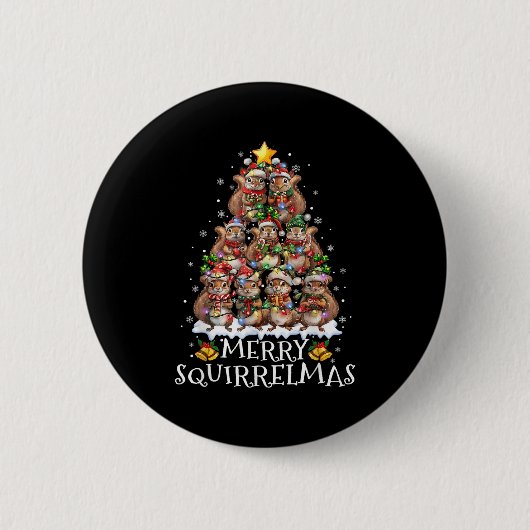 Squirrel Christmas Tree Lights Merry Squirrelmas S Ronde Button 5,7 Cm (Voorkant)