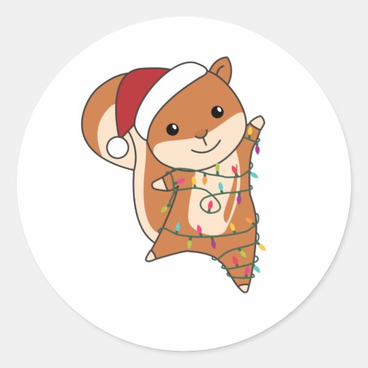 Squirrel Christmas Winter Animals Ronde Sticker (Voorkant)