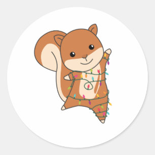 Squirrel Christmas Winter Animals Ronde Sticker