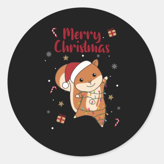 Squirrel Christmas Winter Animals Ronde Sticker (Voorkant)