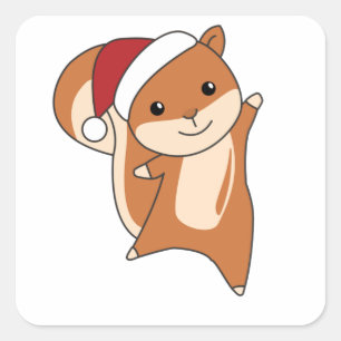 Squirrel Christmas Winter Animals Vierkante Sticker