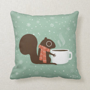Squirrel Coffee Lover Woodland Winter Holiday Kussen