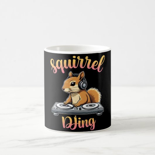 Squirrel DJ Party Vibes Funny Retro DJ Mug (Centre)