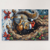 Squirrel Frantically Stashing Christmas Chestnuts  Legpuzzel (Horizontaal)