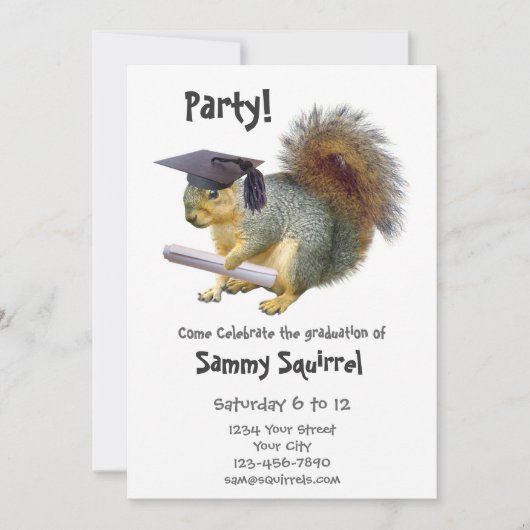 Squirrel Graduy Party Invitation Kaart (Voorkant)