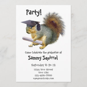 Squirrel Graduy Party Invitation Kaart