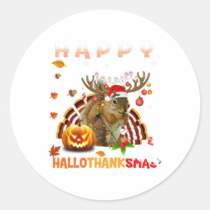 Squirrel Halloween en Merry KerstHappy Hallo Ronde Sticker