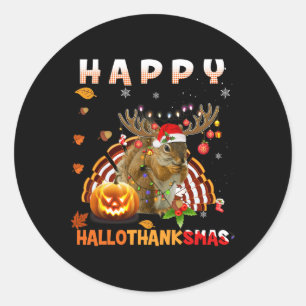 Squirrel Halloween en Merry KerstHappy Hallo Ronde Sticker