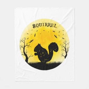 Squirrel Halloween Retro Moon Fleece Deken