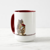 Squirrel Holding Red Rose Bouquet Mok (Voorkant links)