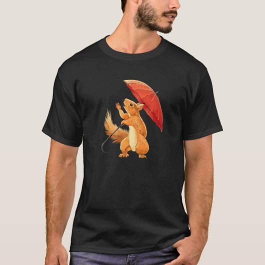 Squirrel Holding Umbrella  Squirrel Enthusiast T-shirt (Voorkant)