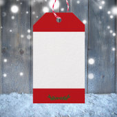 Squirrel in Green Hat Snowy Red and White Cadeaulabel