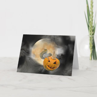 Squirrel Jack-o-Lantern Moon Kaart