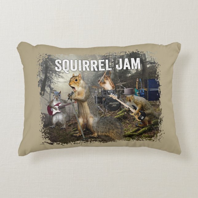 Squirrel Jam - grappige rockband Accent Kussen (Voorkant)
