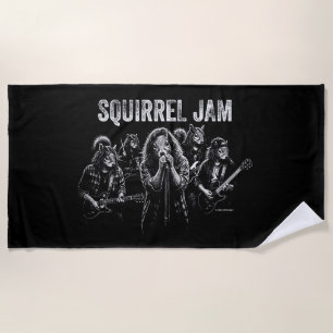 Squirrel Jam - Grappige Vintage Rockband Parodie Strandlaken