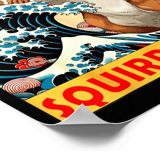 Squirrel Japanese Art Funny Squirrel For Men Women Poster (Hoek)