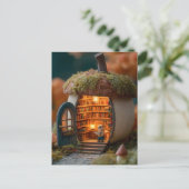 Squirrel Library Inside a Mossy Acorn House Briefkaart (Staand voorkant)