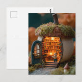 Squirrel Library Inside a Mossy Acorn House Briefkaart (Voorkant / Achterkant)