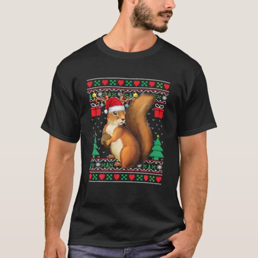 Squirrel Lover Santa Hat Matching Ugly Squirrel Ch T-shirt (Voorkant)