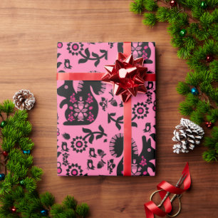 Squirrel Scandinavian Folk Art Cadeaupapier