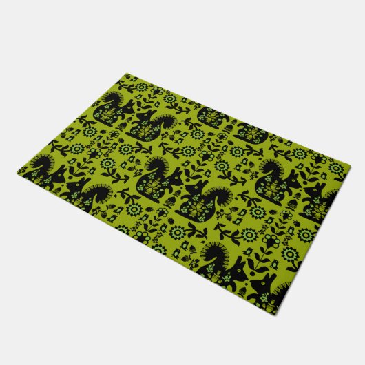 Squirrel Scandinavian Folk Art Deurmat (Schuin)