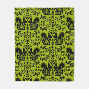 Squirrel Scandinavian Folk Art Fleece Deken