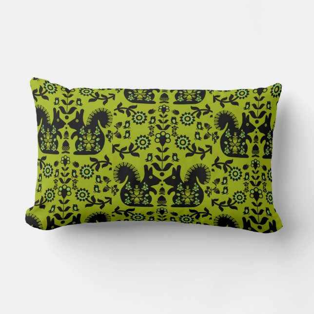 Squirrel Scandinavian Folk Art Kussen (Voorkant)