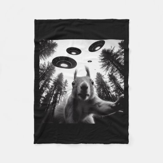 Squirrel Selfie With Alien Ufo Funny For Men Women Fleece Deken (Voorkant)