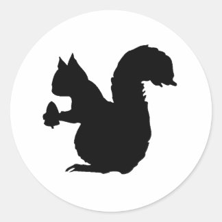 Squirrel Silhouette Ronde Sticker