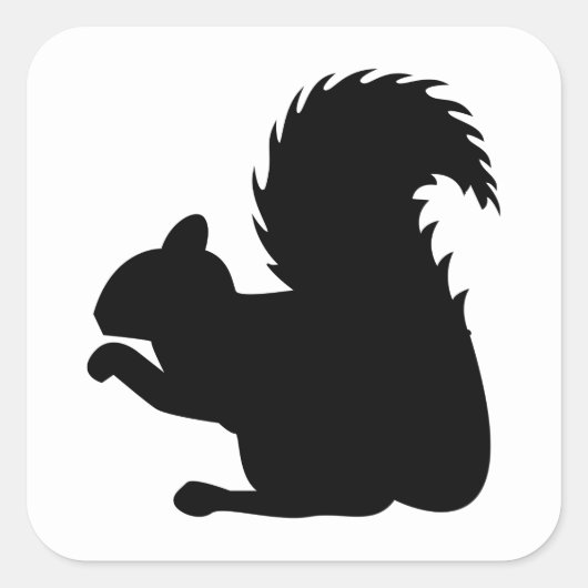 Squirrel Silhouette Vierkante Sticker (Voorkant)