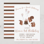 Squirrel Small Gathering, Woodland Birthday Party Kaart (Voorkant / Achterkant)