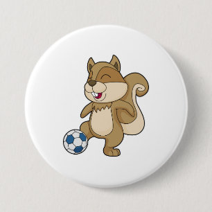 Squirrel Soccer player Soccer Ronde Button 7,6 Cm